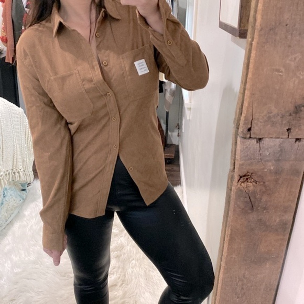 SHEIN brown corduroy shirt size small